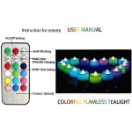 Battery Operated Colorful Flickering Tea Light Candle 6Pcs Flameless Led Candles with Remote,Color Changing Led Tea Lights Candles for Wedding,Party,Halloween,Christmas,Table Dinding,Home Decor