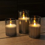 Battery Powered Candles Flameless Candles with Timer Battery Operated Candles with Timer Battery Candles with Remote Control for Festival Wedding Christmas Home Party Decor Grey