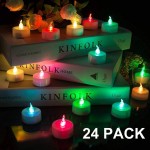 Beichi Color Changing LED Tea Lights Bulk 24 Pcs Flameless Tealight Candles with Colorful Lights Battery Operated Colored Fake Candles No Flickering Light [White Base]