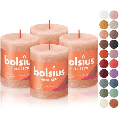 BOLSIUS 4 Pack Caramel Rustic Pillar Candles 2.75 X 3.25 Inches Premium European Quality Natural Eco-Friendly Plant-Based Wax Unscented Dripless Smokeless 35 Hour Party and Wedding Candles