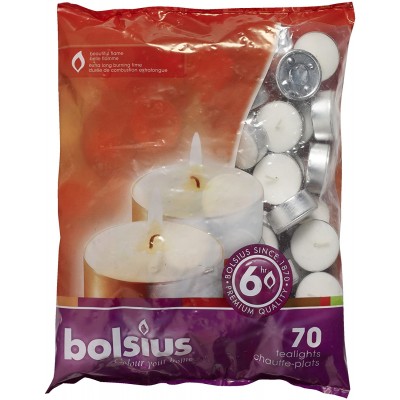 BOLSIUS 70 Unscented Tea Lights 6 Hours Burn Time Premium European Quality Consistent Smokeless Flame 100% Cotton Wick Dinner Wedding Party Restaurant Spa Church & Home Décor Tealights