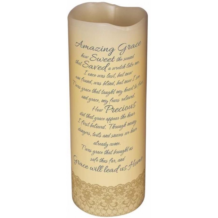 Carson Home Accents 10403 Candle Flameless Amazing Grace with Timer Vanilla8 in.