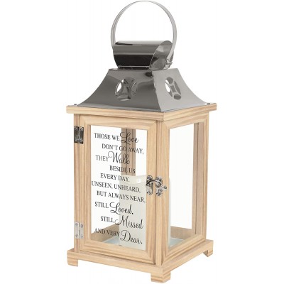 Carson Home Accents Walk Beside Us Memorial Remembrance Battery Powered Flameless Lantern with Automatic Timer Wood Silver