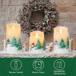 CHERIMENT Christmas Snowman Flameless Candles with Remote Control Holiday Theme Battery Operated Pillar Candles with Moving Wick Dancing Flame for Xmas Decorations Party Set of 3