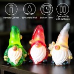 CHERIMENT Holiday Gnomes Decor Flameless Candles with Remote Set of 3 Battery Operated Holiday Theme LED Candles Real Wax Candle for New Year Dining Table Decor Party Gift