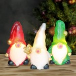 CHERIMENT Holiday Gnomes Decor Flameless Candles with Remote Set of 3 Battery Operated Holiday Theme LED Candles Real Wax Candle for New Year Dining Table Decor Party Gift