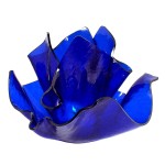 Cobalt Blue Cathedral Rough Rolled Dish | Real Handcrafted Glass | Made to be used with our Vases Candles or as a Decorative Dish or Room Accent