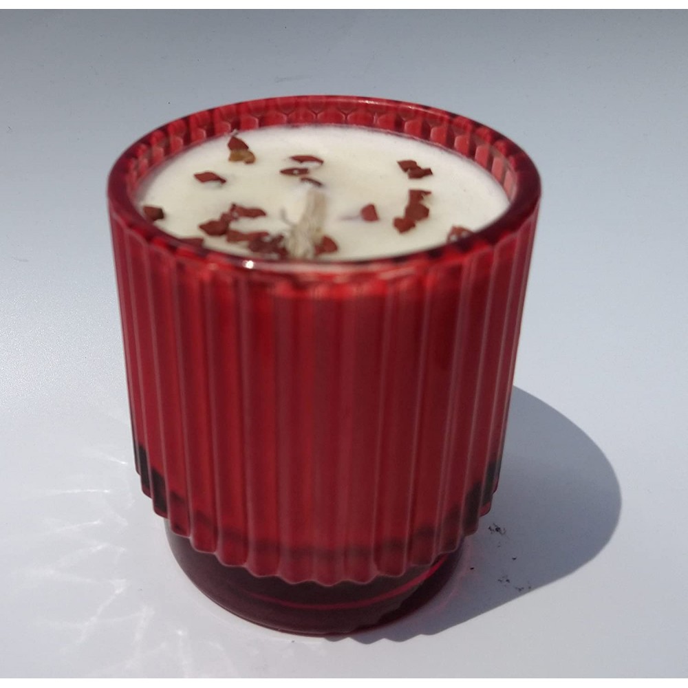 Coconut Bamboo Scented Soy Candle with Red Jasper Crystal Accents