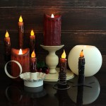 CVHOMEDECO. Real Wax Hand Dipped Battery Operated LED Timer Taper Candles Country Primitive Flameless Lights Décor 4-3 4 Inch Brown 2 PCS in a Package