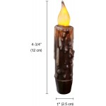 CVHOMEDECO. Real Wax Hand Dipped Battery Operated LED Timer Taper Candles Country Primitive Flameless Lights Décor 4-3 4 Inch Brown 2 PCS in a Package