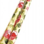 Decorative Hand Painted Ivory Taper Candles with Large Pink Roses Romantic Cottage Shabby Chic Decor Floral Decorations