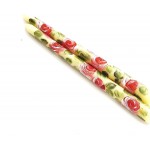 Decorative Hand Painted Ivory Taper Candles with Large Pink Roses Romantic Cottage Shabby Chic Decor Floral Decorations