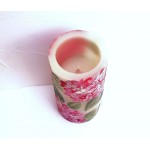 Decorative Hand Painted Pink Hydrangeas Battery Operated Flameless Pillar Candle with Timer Floral Spring Summer Shabby Chic Decor