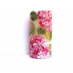 Decorative Hand Painted Pink Hydrangeas Battery Operated Flameless Pillar Candle with Timer Floral Spring Summer Shabby Chic Decor