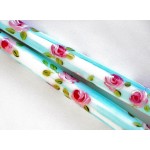 Decorative Romantic Shabby Chic Decor Dripless Hand Painted Pink Rose Turquoise Blue Striped White Taper Candles