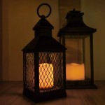 DRomance Decorative Candle Lantern with 6 Hour Timer Battery Operated Flameless Flickering Candles 3-Way Switch Heat Resistant Hanging LED Pillar Candle Lantern Indoor DecorBlack 4x4x11