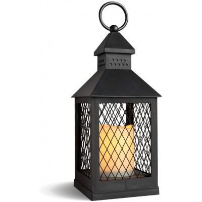 DRomance Decorative Candle Lantern with 6 Hour Timer Battery Operated Flameless Flickering Candles 3-Way Switch Heat Resistant Hanging LED Pillar Candle Lantern Indoor DecorBlack 4"x4"x11"