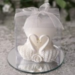 Efavormart White Swan Heart Votive Candles Party Favor with Clear Gift Box & Ribbon for Wedding Birthday Party Home Centerpieces Bridal Shower Decorations
