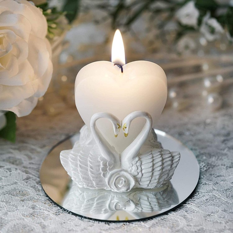 Efavormart White Swan Heart Votive Candles Party Favor with Clear Gift Box & Ribbon for Wedding Birthday Party Home Centerpieces Bridal Shower Decorations