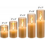 Eywamage Slim Gold Glass Flameless Candles Batteries Included Flickering LED Pillar Candles with Remote Christmas Wedding Home Decor D 2 H 3 4 5 6 7