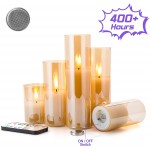 Eywamage Slim Gold Glass Flameless Candles Batteries Included Flickering LED Pillar Candles with Remote Christmas Wedding Home Decor D 2 H 3 4 5 6 7