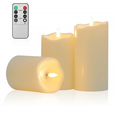Flameless Candles Battery Operated Ivory LED Candles with Remote Timer Fake Electric Candles for Home Wedding Birthday Decoration