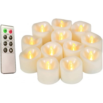 Flameless Candles Realistic Flickering Votive Candle Tea Light Battery Operated 200 Hours of Nonstop Working with Remote and 4 8 Hours Timer Pack of 12 LED Candles White