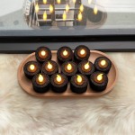 Furora LIGHTING LED Black Candles Battery Operated Tea Lights with Built-In 6 18Timer Black Flameless Tealights Candles for Halloween Decorations Kwanzaa Decorations Black Decor Accents for Shelves