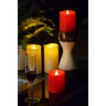 Gift Package 2 Pieces Red Flameless Candles D 3 x H 6 with Timer Function and Remote Flickering 3D Flame Wick Effect Real Wax LED Pillar Candles Battery Operated