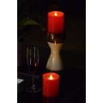 Gift Package 2 Pieces Red Flameless Candles D 3 x H 6 with Timer Function and Remote Flickering 3D Flame Wick Effect Real Wax LED Pillar Candles Battery Operated