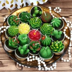 GIFTEXPRESS 18 Pcs Succulent Cactus Candles No Repeat Style Delicate Smokeless Scented Tealight Candles for Home Décor SPA Wedding Valentine's Day Birthday Gift Anniversary Celebration