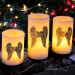 GORGE MOMENT Christian Themed Flameless Candles Battery Operated Real Wax Pillar LED Candles Inspiring Flickering Flameless Candle Set 3 Pcs for Women's Gift Religious Church Room Decor