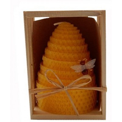 Green Pastures Wholesale Beeswax Yellow Honeycomb Shaped Pillar Candle 3 by 4-Inch