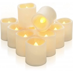 Homemory 12PCS Auto Timer Flameless Votive Candles Flickering Battery Operated LED Tealight Candles Realistic Electric Fake Tealight Candles for Wedding Table OutdoorBattery Included