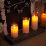 Homemory Flickering Flameless Candles Battery Operated Acrylic LED Pillar Candles with Remote Control and Timer Ivory White Set of 3