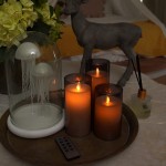 Homemory Gray Flickering Flameless Candles Battery Operated Acrylic LED Pillar Candles with Remote Control and Timer Set of 3