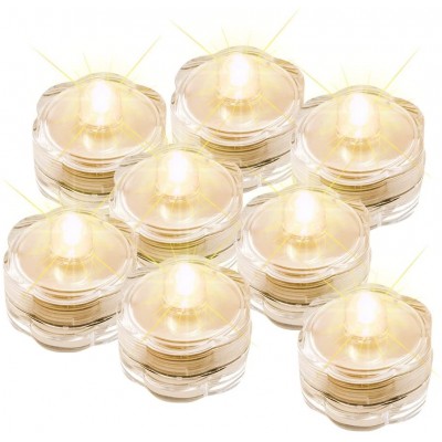 IMAGE 12x LED Waterproof Submersible Tealights Flameless Tealight Battery-Operated Sub Lights for Wedding Christmas Thanksgiving Party Events Home Decor Floral Warm White