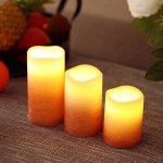 JHY DESIGN Set of 3 Gold Real Wax Battery Powered Candle Wave Edge Flameless Candles Flashing Electric Candles with 6-Hour Timer for Home Parties EventsGradient Red