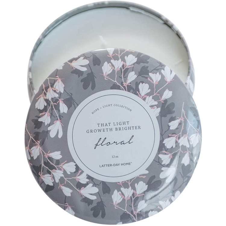 Latter-Day Home That Light Groweth Bright Floral Candle Scented Candle for Home Decoration Relaxation Candle with Beautiful Container Self Care Gifts for Women Home Fragrance Candle 12 oz