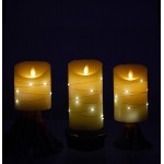 LED flameless Candle with Embedded Starlight String DANIP 5-Piece LED Candle with 10-Key Remote Control 24-Hour Timer Function Dancing Flame Real Wax Battery-Powered. Ivory White