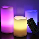 LED Multi Colored Flameless Candles Battery Operated 3 Round Ivory Wax with Multi-Function Timer Remote Control Flickering Flame Candle Set for Room Decor for Teen Girls
