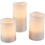 Lights4fun Inc. Set of 3 Silver Real Wax Battery Operated Flameless LED Pillar Candles
