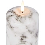 Lights4fun Inc. Set of 3 TruGlow Marble Wax Flameless LED Battery Operated Pillar Candles with Remote Control