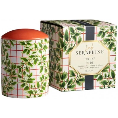 L'or de Seraphine Premium Scented Candle in Designer Ceramic Jar with Gift Box Ivy Design Fragrance No. 30  Medium- 6.4oz.