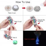 Mini Submersible Led Lights with Remote Small Underwater Tea Lights Candles Waterproof 1.5 RGB Multicolor Flameless Accent Lights Battery Operated Vase Pool Pond Lantern Decoration Lighting 10pcs