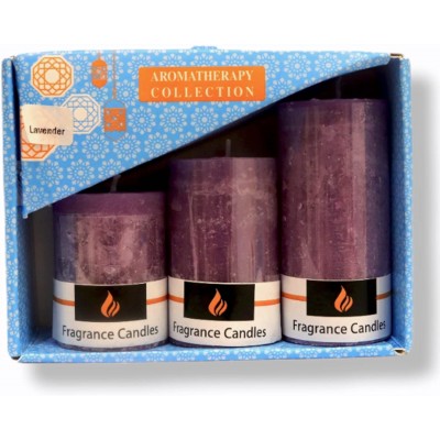 NoRegrets No Regrets Scented Pure Wax Pillar Candles | Best for Gifting Purpose and Home Decoration Set of 3 Lavender