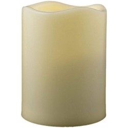 Pacific Accents 3" X 3.75" Melted Top Ivory Resin Flameless Pillar 3" Diameter 3.75" I