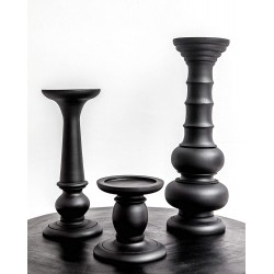 Paradiso Imports 3 Piece Set of Hand Carved Mahogany Black Modern Pillar Candle Holders 14" 10" and 5" High Great for LED Votive Candles Pillar Candles Aromatherapy Beautiful Accent Décor