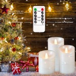 Pearl Flameless Candles with Remote SILVERSTRO Real Wax White Trim LED Candles Battery Operated Candles for Home Wedding Party Christmas Decor Pack of 3