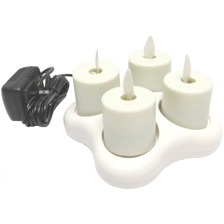 Raz Imports 1.6 Moving Flame Rechargeable Ivory Tealight with Base Flameless Lighting Accent and Battery Operated Flickering Light Source with Timer Fake Candles for Living Room and Bedroom